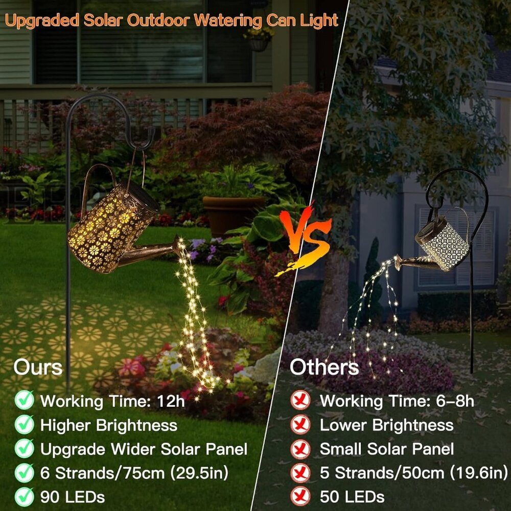 with Lights,Solar Outdoor Garden Decor Waterproof Large Hanging Lantern Landscap - Picture 4 of 6